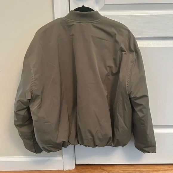 Steve Madden Olive Bomber Jacket with Orange Lining - Picture 2 of 4